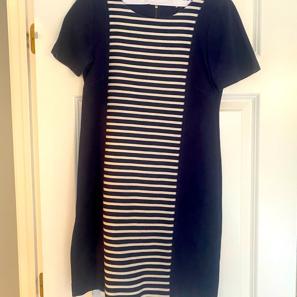 J crew striped navy blue dress